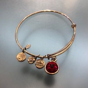 Alex and Ani gold red gem stone bracelet